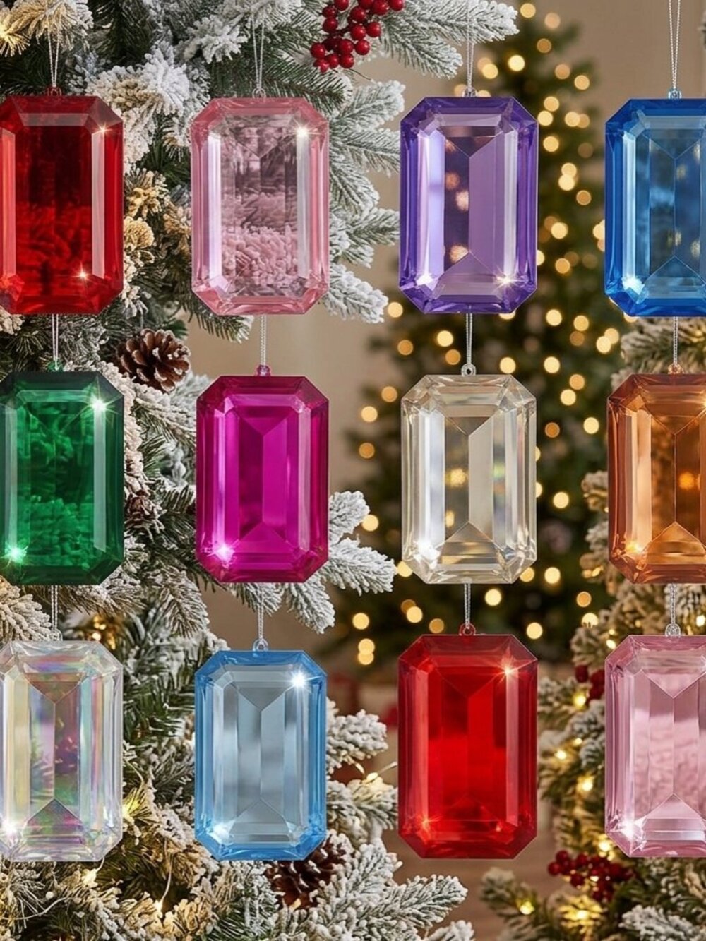 9" Jumbo Gem Ornament Large Faceted Acrylic Jewel Christmas Tree Wreath Decor